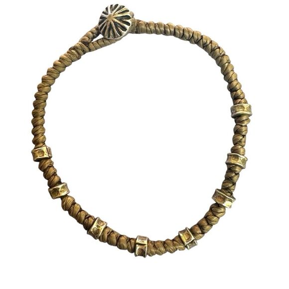 Sterling silver grey cord artisan bracelet - Picture 1 of 8